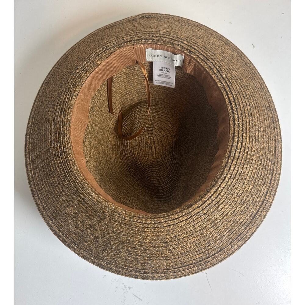Lucky Brand Straw Hat Brown Black Leather Strap Womens One Size Summer Brimmed - Picture 5 of 7